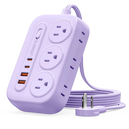 ORICO Flat Extension Cord – 6 AC Outlets, 4 USB Charger(Usb-C Ports), Surge Protector Compact for Home Office & Dorm, 1.5M/3M, International Warranty-Og Pro Series