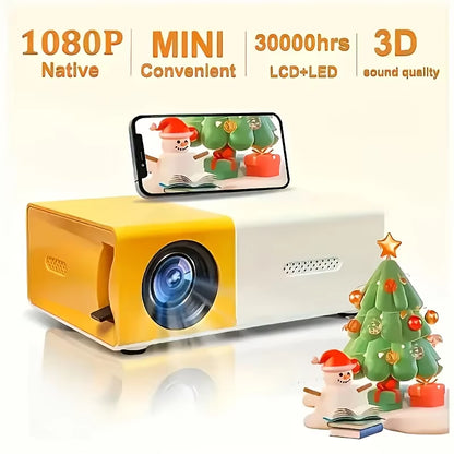 Mini Projector 1080P Mobile Phone Wired Screen Mirroring Portable Home Theater Projectors Supports HDMI USB