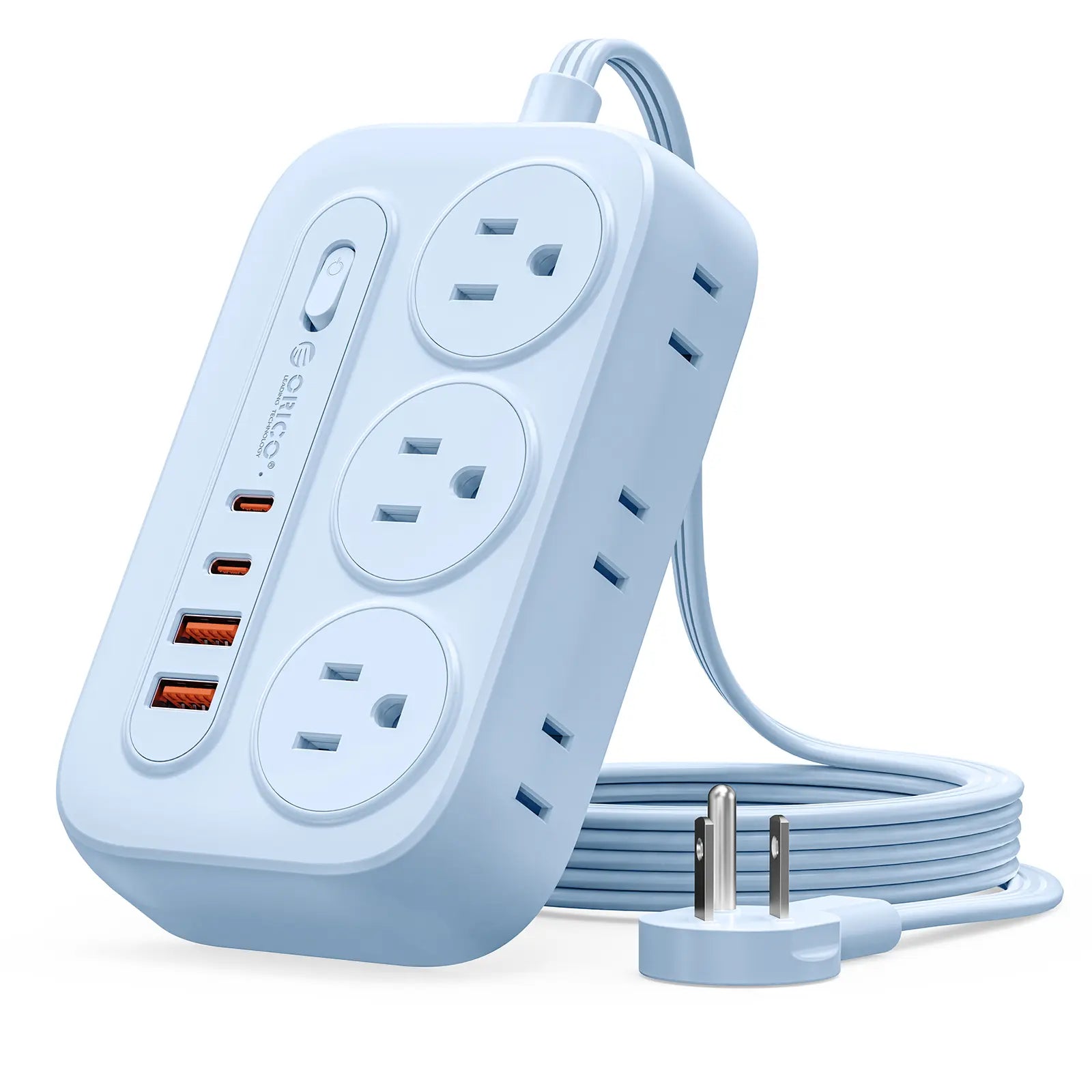 ORICO Flat Extension Cord – 6 AC Outlets, 4 USB Charger(Usb-C Ports), Surge Protector Compact for Home Office & Dorm, 1.5M/3M, International Warranty-Og Pro Series