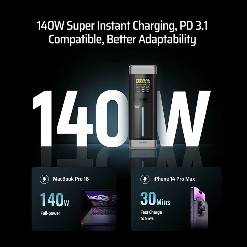 CUKTECH No.20 Power Bank 25000Mah P23 210W Output 3-Port Portable Charger 140W USB C for Macbook Iphone 14 Xiaomi ZMI Camping