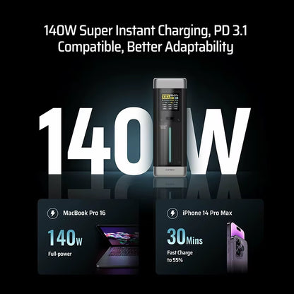 CUKTECH No.20 Power Bank 25000Mah P23 210W Output 3-Port Portable Charger 140W USB C for Macbook Iphone 14 Xiaomi ZMI Camping