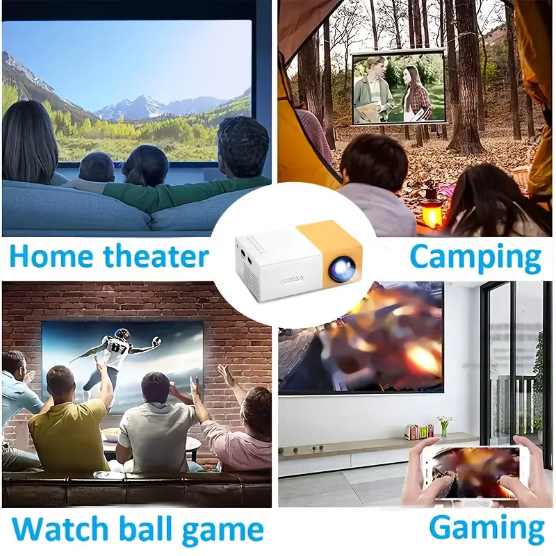 Mini Projector 1080P Mobile Phone Wired Screen Mirroring Portable Home Theater Projectors Supports HDMI USB